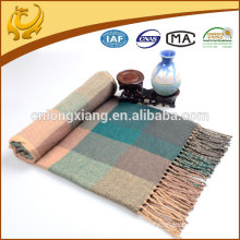 Classical Plaid Yarn Dyed Acrylic Throw Blanket Custom With 10cm Tassel